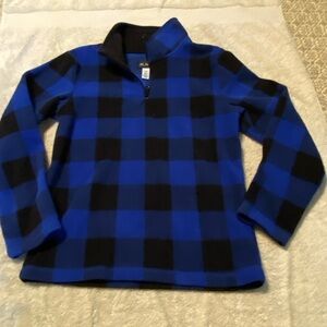 Boys Place size 7/8 blue/black Buffalo plaid zip up flannel jacket